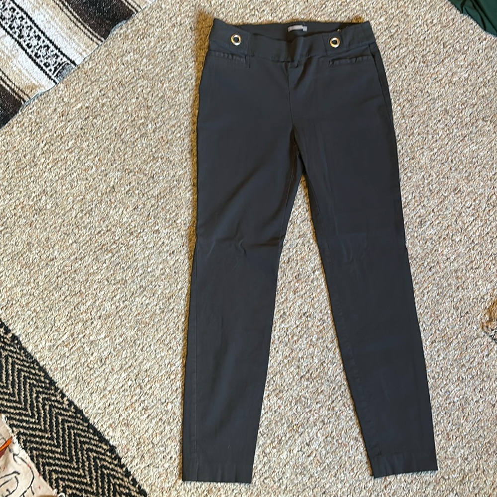 dark grey straight leg pants